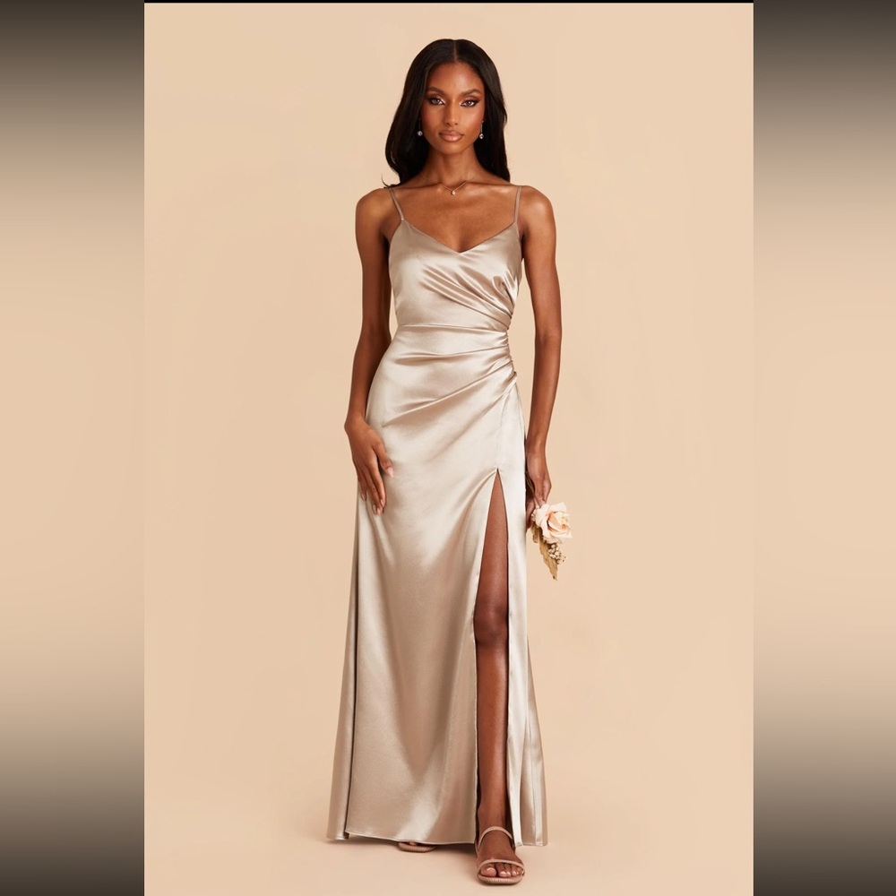 Birdy Grey Catherine Shiny Satin Dress Neutral Champagne